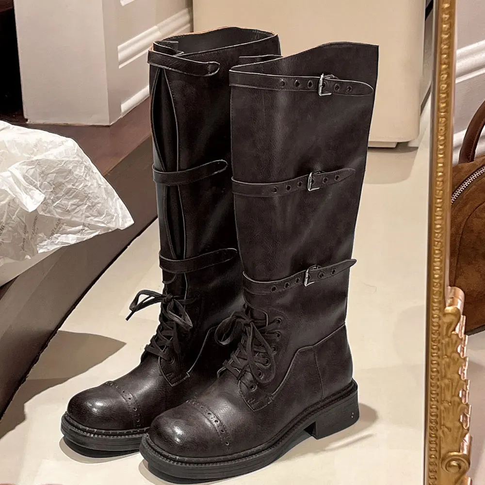 Women's Knee High Boots Vintag - Pipe Bending Spring 리뷰 및 가격