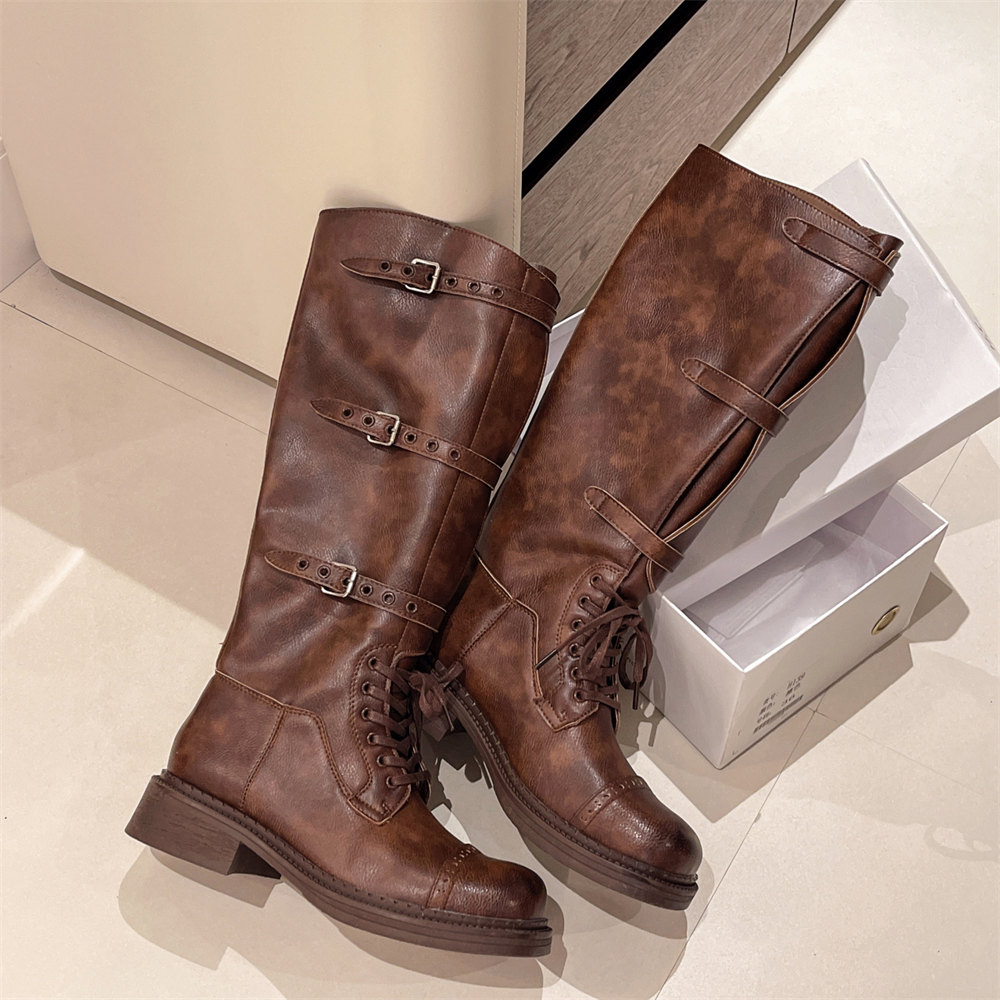 Women's Knee High Boots Vintag - Pipe Bending Spring 리뷰 및 가격