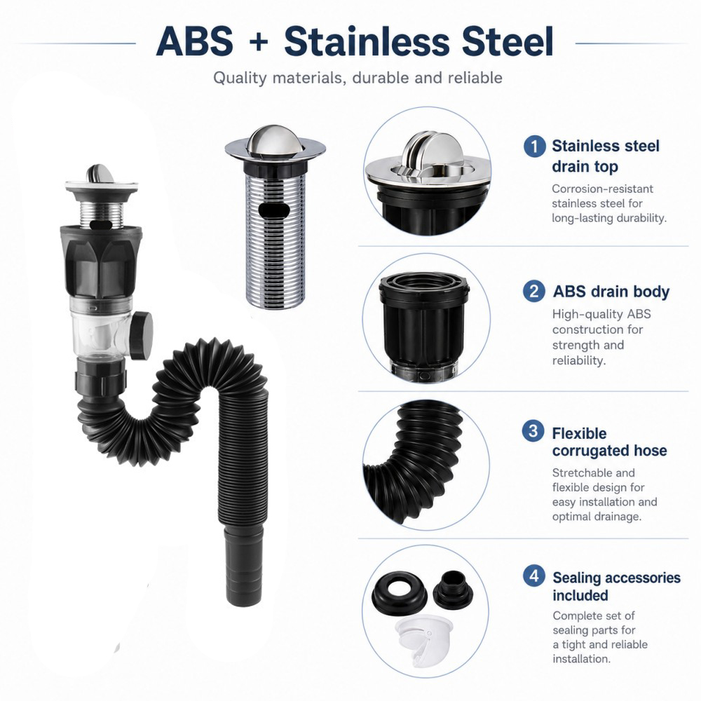 1-5pcs Bathroom Sink Drain Kit - Drain Pipe Clip 리뷰 및 가격